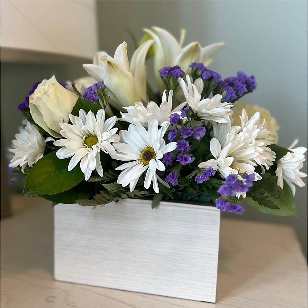 Beyond Blue Box Bouquet – STEPH'S CREATIONS FLORAL DESIGN, Atoka OK