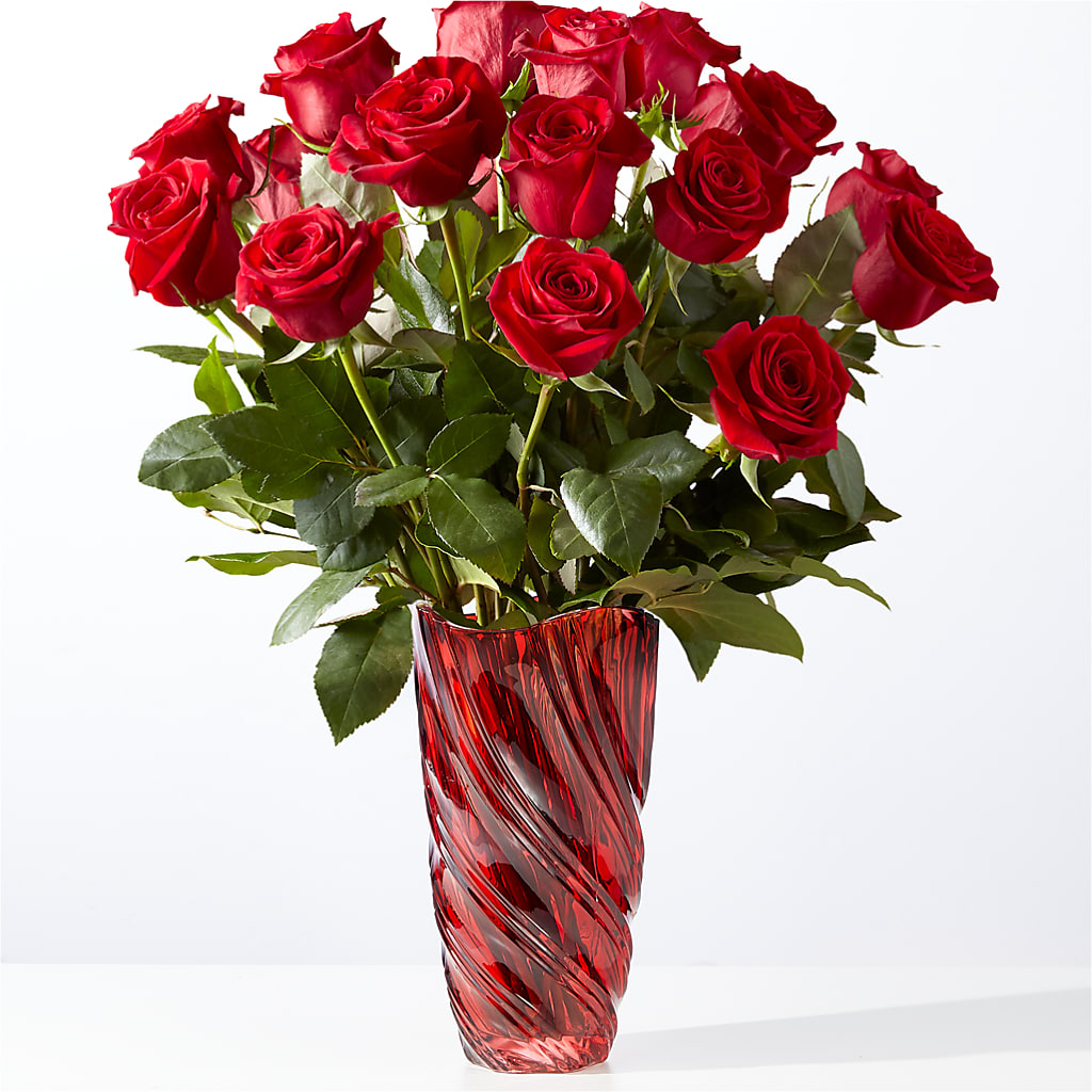 Classic Love Red Rose Bouquet with Luxe Swirl Vase – STEPH'S CREATIONS FLORAL DESIGN, Atoka OK