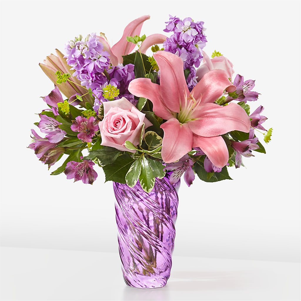 Precious Petals Bouquet with Luxe Swirl Vase – STEPH'S CREATIONS FLORAL DESIGN, Atoka OK