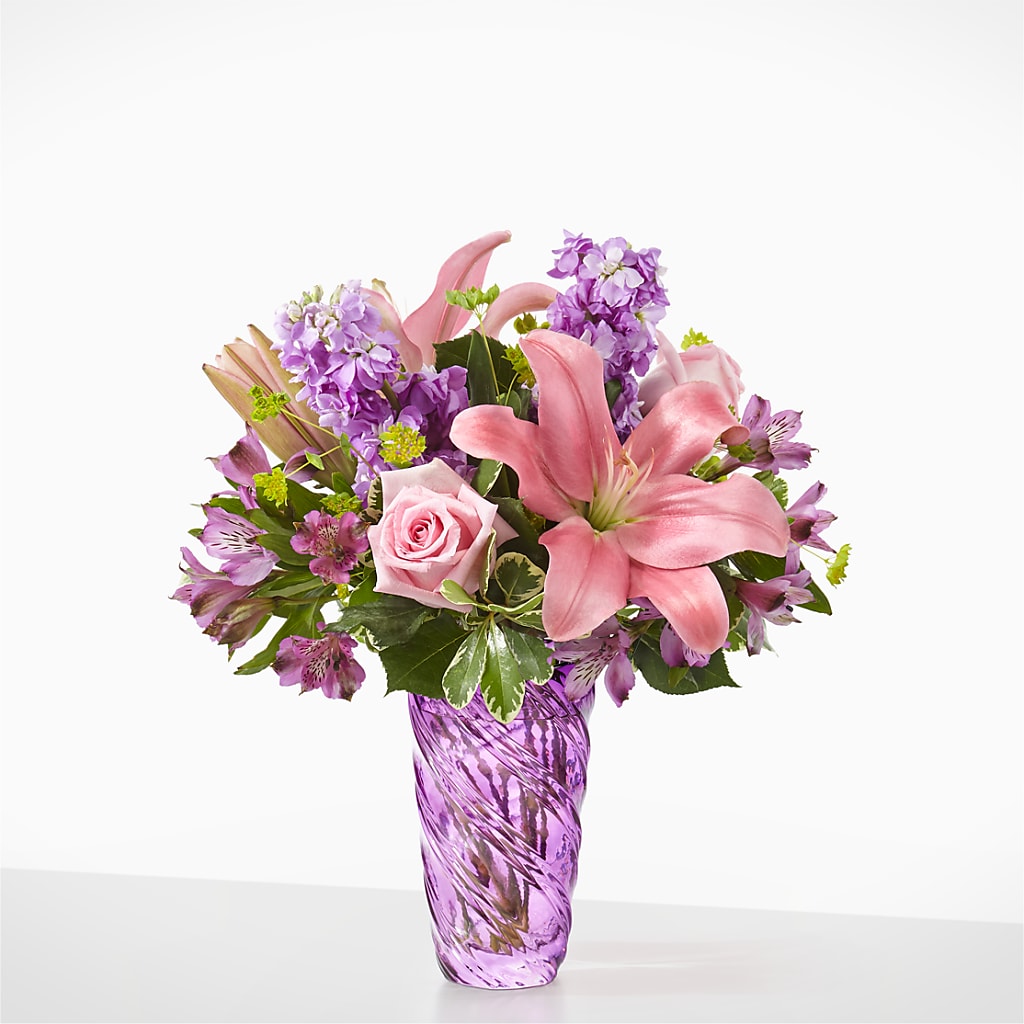 Precious Petals Bouquet with Luxe Swirl Vase – STEPH'S CREATIONS FLORAL DESIGN, Atoka OK