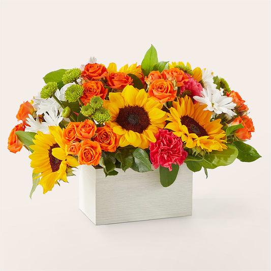 Sun-drenched Blooms Box Bouquet – STEPH'S CREATIONS FLORAL DESIGN, Atoka OK