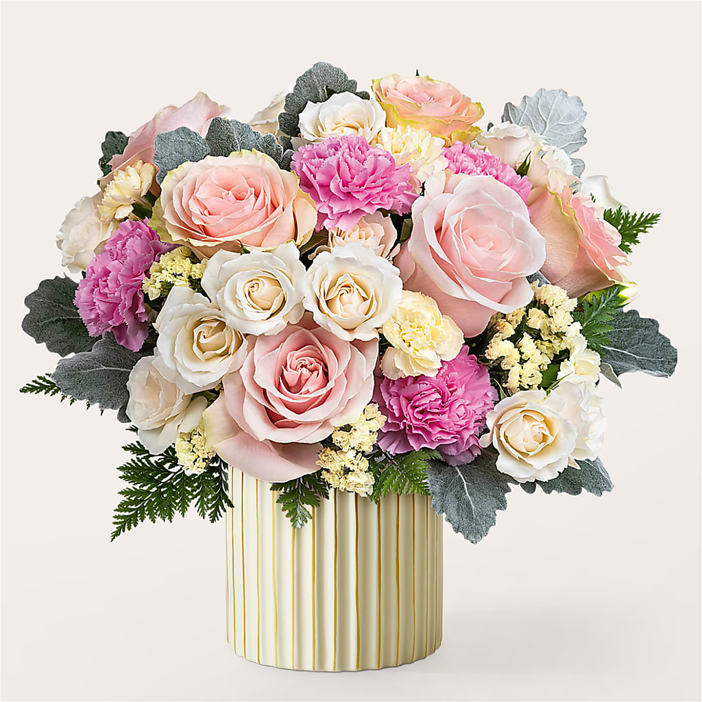 Blissful Moments Bouquet with Ivory Vase – STEPH'S CREATIONS FLORAL DESIGN, Atoka OK