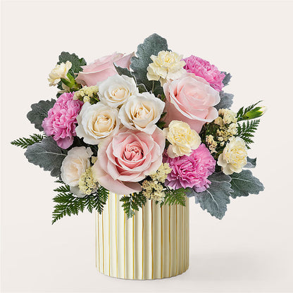 Blissful Moments Bouquet with Ivory Vase – STEPH'S CREATIONS FLORAL DESIGN, Atoka OK