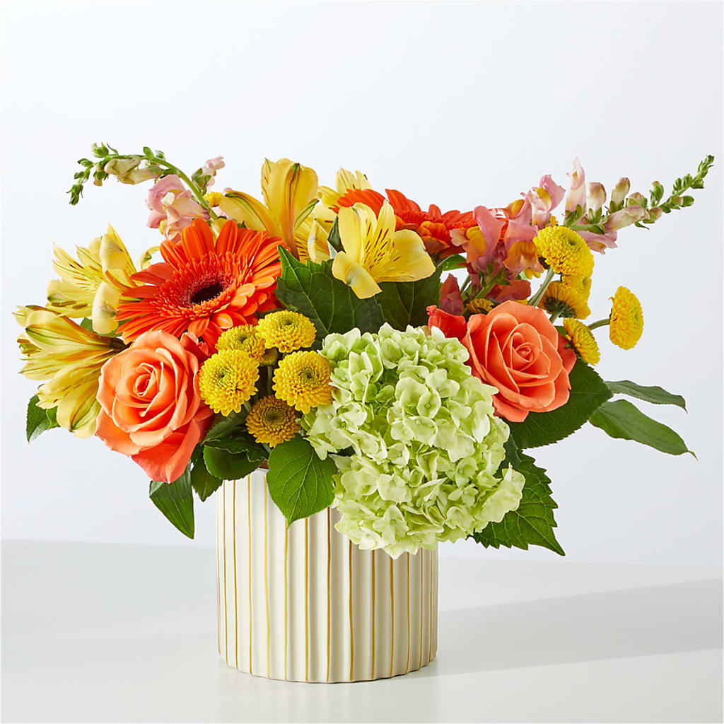 Autumn Sunshine Bouquet with Ivory Vase – STEPH'S CREATIONS FLORAL DESIGN, Atoka OK
