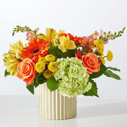 Autumn Sunshine Bouquet with Ivory Vase – STEPH'S CREATIONS FLORAL DESIGN, Atoka OK