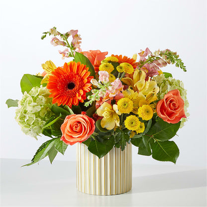 Autumn Sunshine Bouquet with Ivory Vase – STEPH'S CREATIONS FLORAL DESIGN, Atoka OK
