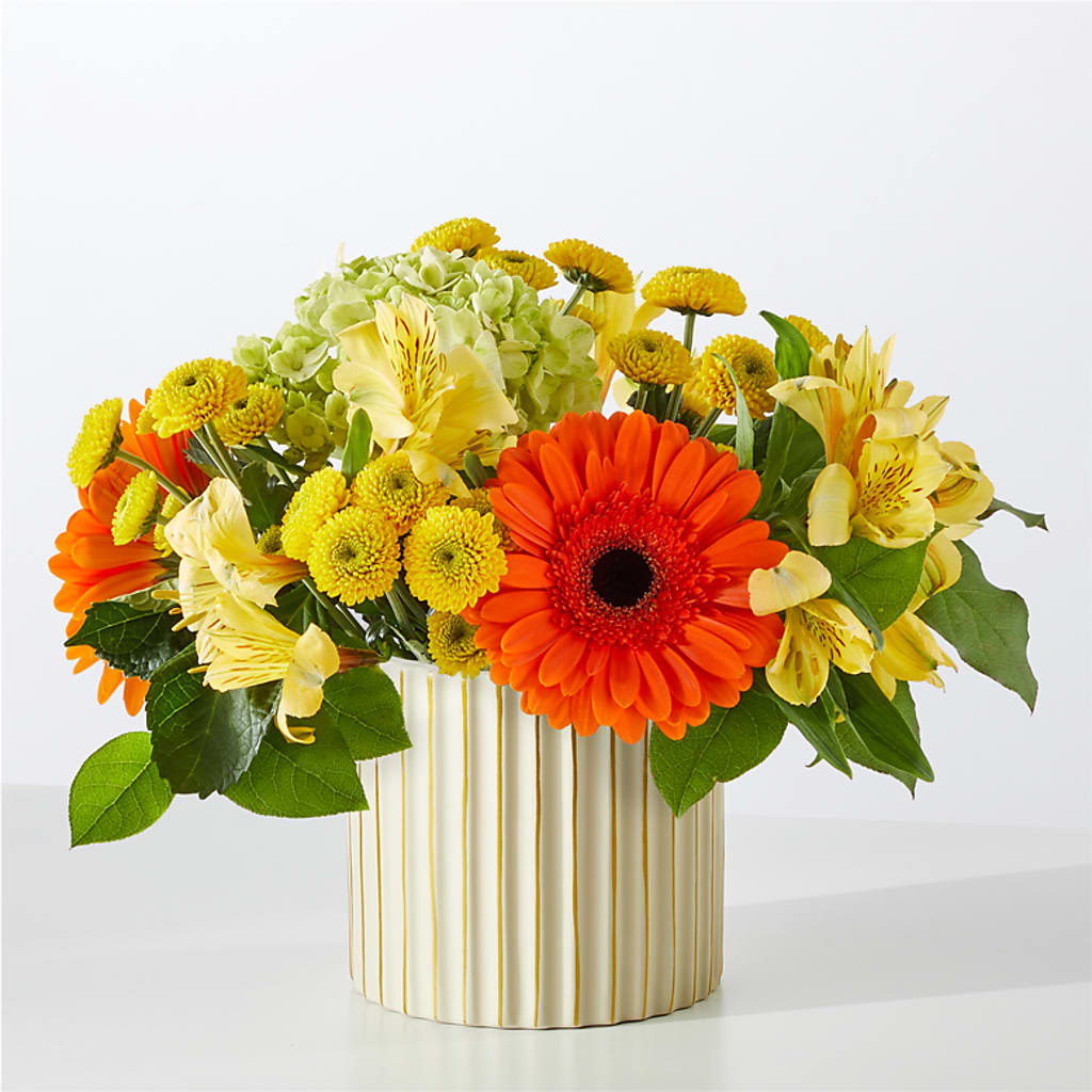 Autumn Sunshine Bouquet with Ivory Vase – STEPH'S CREATIONS FLORAL DESIGN, Atoka OK