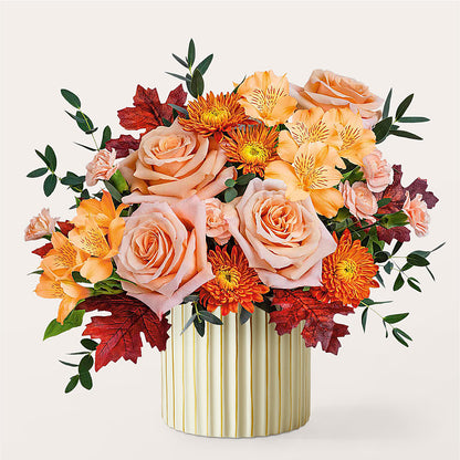 Spiced Latte Bouquet with Ivory Vase – STEPH'S CREATIONS FLORAL DESIGN, Atoka OK